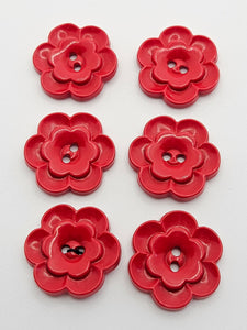 1940s Red Flower Plastic Buttons
