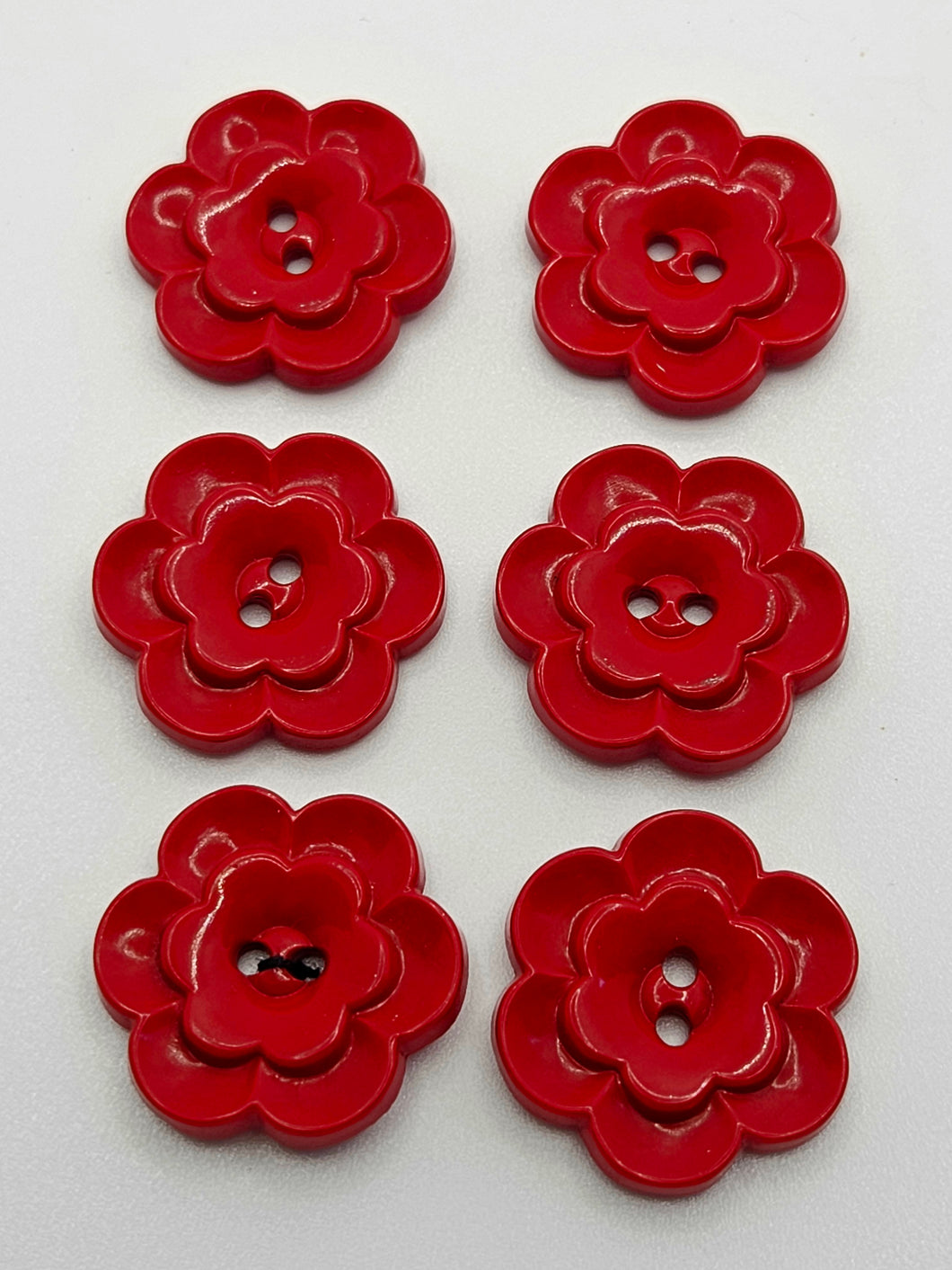 1940s Red Flower Plastic Buttons