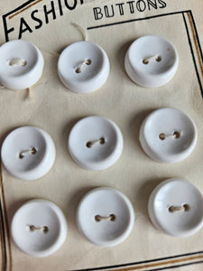 1940s Deadstock Carded White Buttons