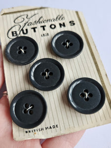 1940s Deadstock Carded Grey Buttons