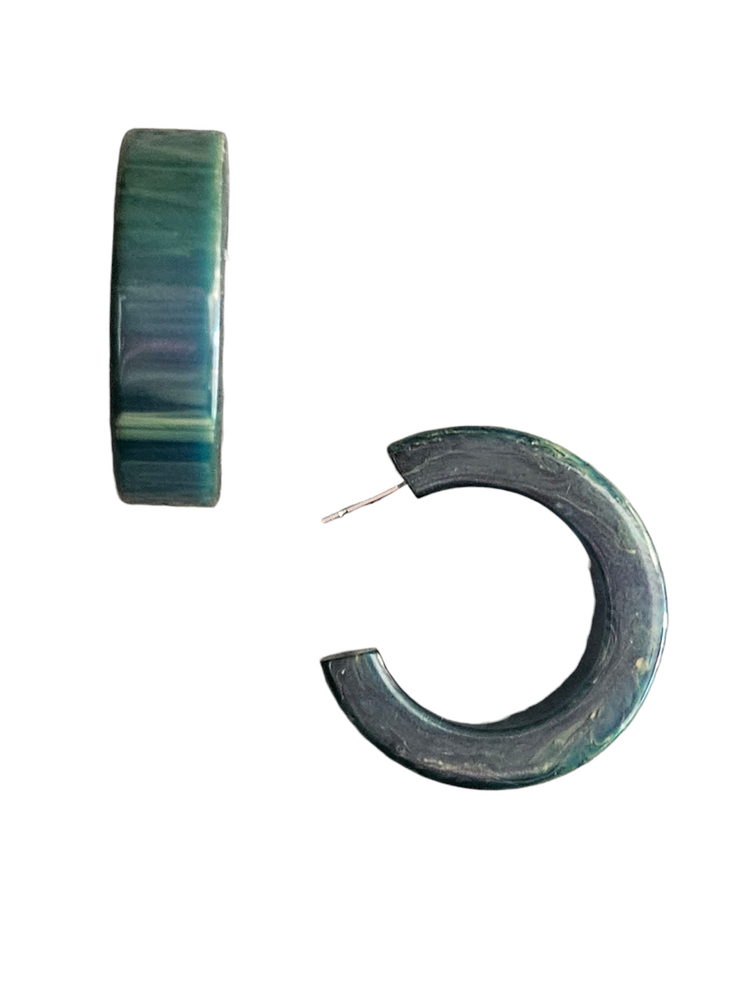 1940s Blue Moon Bakelite Hoop Earrings