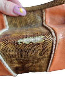 1940s/1950s Orange, Cream, Tan and Green Snakeskin Box Bag