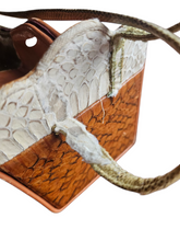 Load image into Gallery viewer, 1940s/1950s Orange, Cream, Tan and Green Snakeskin Box Bag
