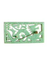 Load image into Gallery viewer, 1930s Green Carved Galalith Chinese Dragon Brooch
