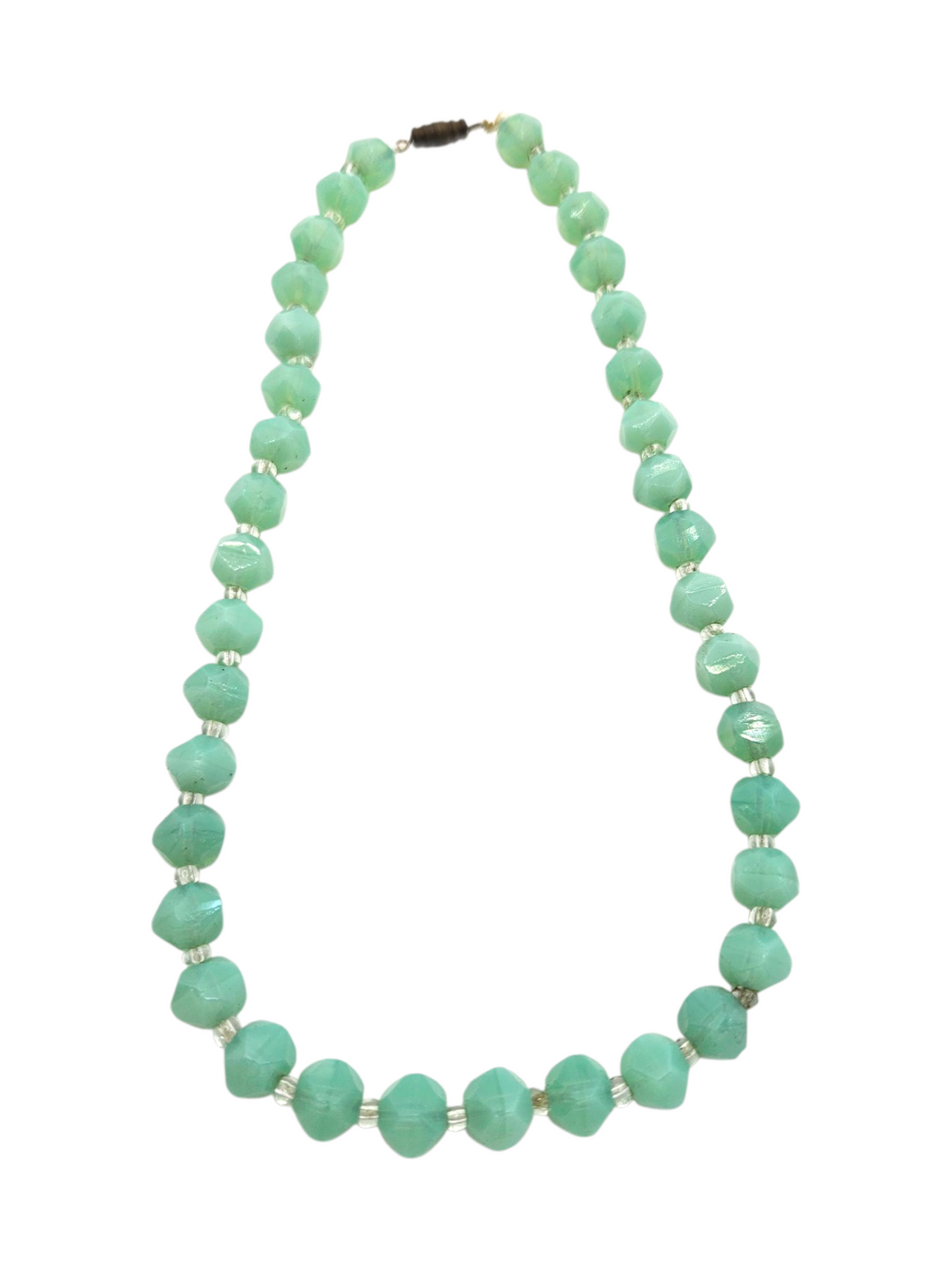 1930s Mint Green Uranium Glass Necklace