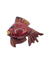Load image into Gallery viewer, 1940s Red/Brown Elzac Fish Brooch
