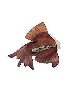 1940s Red/Brown Elzac Fish Brooch