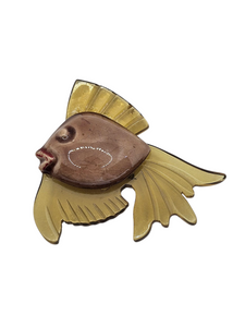 1940s Beige/Taupe Elzac Lucite Fish Brooch
