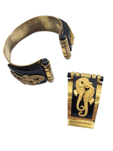 Load image into Gallery viewer, 1930s Rare Jean Painleve Black Seahorse Dress Clip and Bangle Set
