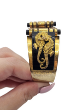 Load image into Gallery viewer, 1930s Rare Jean Painleve Black Seahorse Dress Clip and Bangle Set
