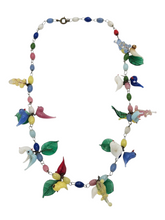 Load image into Gallery viewer, 1930s Rare Glass Grape, Bird and Leaf Multicoloured Necklace

