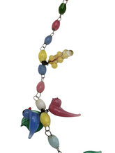 Load image into Gallery viewer, 1930s Rare Glass Grape, Bird and Leaf Multicoloured Necklace
