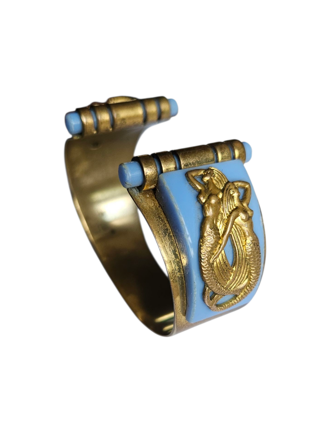 1930s Art Deco Incredibly Rare Jean Painleve Blue Mermaid Cuff Bangle