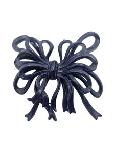 1940s Navy Blue Huge Celluloid Bow Brooch