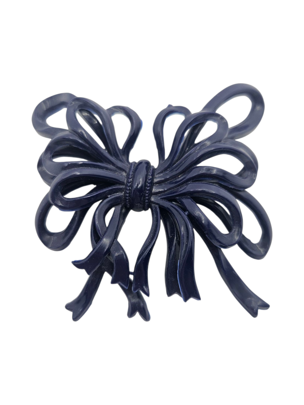 1940s Navy Blue Huge Celluloid Bow Brooch