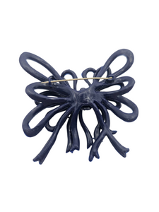 1940s Navy Blue Huge Celluloid Bow Brooch