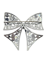 Load image into Gallery viewer, 1930s Art Deco Huge Glass and Chrome Bow Brooch
