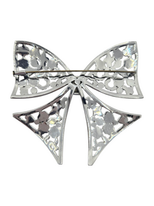 1930s Art Deco Huge Glass and Chrome Bow Brooch