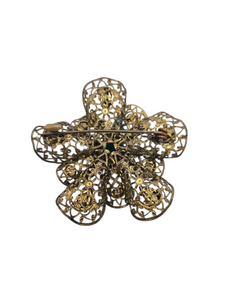 1930s Czech 3D Filigree Multicoloured Flower Brooch