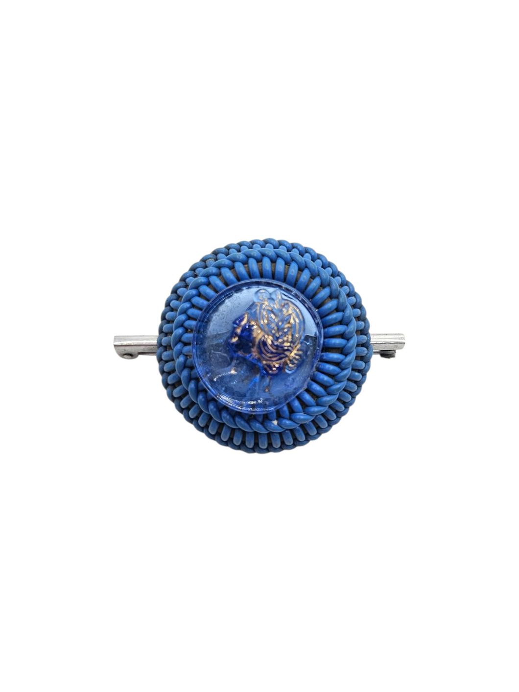 1940s Make Do and Mend Blue Cameo Wirework Brooch