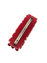 Load image into Gallery viewer, 1940s Carved Red Bakelite Bar Brooch
