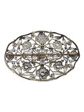 Load image into Gallery viewer, 1930s Czech Blue and Clear Filigree Brooch
