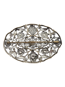 1930s Czech Blue and Clear Filigree Brooch