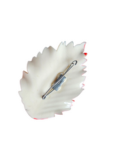 Load image into Gallery viewer, 1940s Celluloid Red and White Celluloid Leaf Brooch
