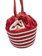 Load image into Gallery viewer, 1940s RARE Red and White Drawstring Telephone Cord Bag
