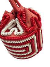 Load image into Gallery viewer, 1940s RARE Red and White Drawstring Telephone Cord Bag
