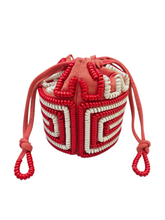 Load image into Gallery viewer, 1940s RARE Red and White Drawstring Telephone Cord Bag
