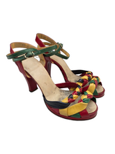 Load image into Gallery viewer, 1940s Rare Multicoloured Strappy Sandals
