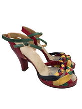 Load image into Gallery viewer, 1940s Rare Multicoloured Strappy Sandals
