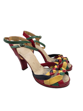 Load image into Gallery viewer, 1940s Rare Multicoloured Strappy Sandals
