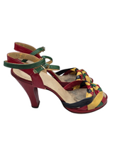 Load image into Gallery viewer, 1940s Rare Multicoloured Strappy Sandals
