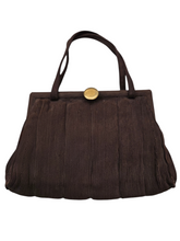 Load image into Gallery viewer, 1940s Brown Corde Soft Bag With Gold Tone Clasp
