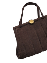 Load image into Gallery viewer, 1940s Brown Corde Soft Bag With Gold Tone Clasp
