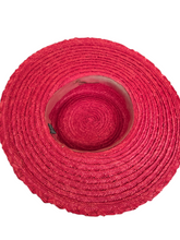 Load image into Gallery viewer, 1940s Huge Red Straw/Raffia Hat With Daisies and Cherries
