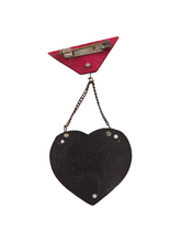 Load image into Gallery viewer, 1940s Pink Wood Heart and Door Photo Brooch
