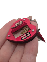 Load image into Gallery viewer, 1940s Pink Wood Heart and Door Photo Brooch
