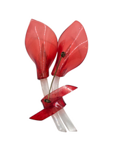 Load image into Gallery viewer, 1940s Large Red and Clear Lucite Lily Brooch
