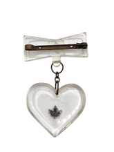 Load image into Gallery viewer, 1940s World War Two Canadian J Lucite Heart Brooch
