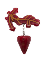 Load image into Gallery viewer, 1940s HUGE Chunky Carved Bakelite Strawberry Brooch
