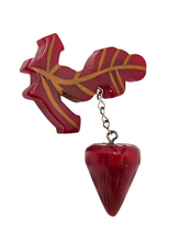 Load image into Gallery viewer, 1940s HUGE Chunky Carved Bakelite Strawberry Brooch
