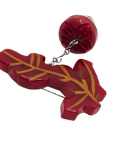 Load image into Gallery viewer, 1940s HUGE Chunky Carved Bakelite Strawberry Brooch
