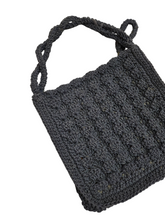 Load image into Gallery viewer, 1940s Square Navy/Grey Crochet Bag With Matching Zipper Pull
