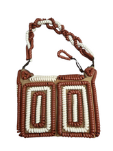 Load image into Gallery viewer, 1940s Rare Brown and White Telephone Cord Box Bag
