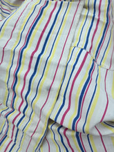 Load image into Gallery viewer, 1940s Off White Pink, Blue and Yellow Stripe Milkmaid Style Dress
