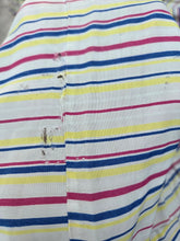 Load image into Gallery viewer, 1940s Off White Pink, Blue and Yellow Stripe Milkmaid Style Dress
