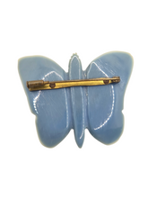 Load image into Gallery viewer, 1940s Pale Blue Galalith Butterfly Brooch

